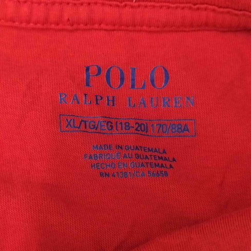 ポロラルフローレン POLO RALPH LAUREN 星条旗 フリンジ ワッペン 刺繍 クロップド リメイク クルーネック S/S Tシャツ レディース import:XL
